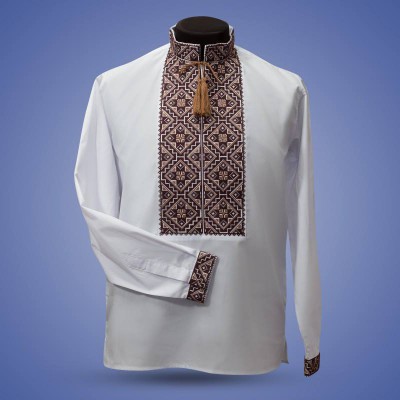 Embroidered shirt "Gentleman" brown